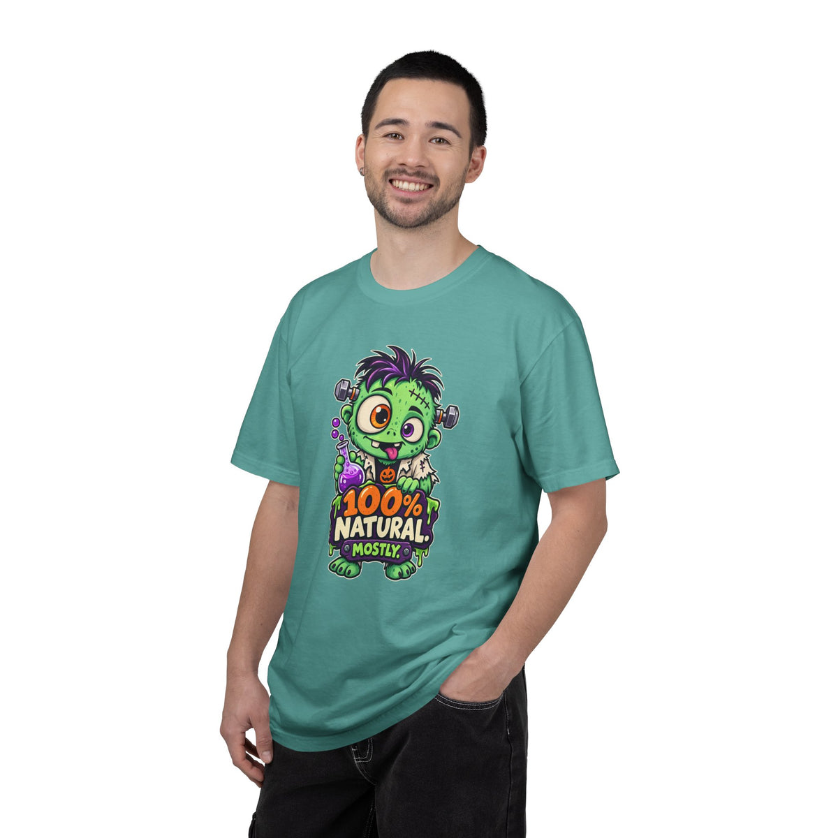 100% Natural. Mostly. – Cute Halloween Lab Monster T-Shirt