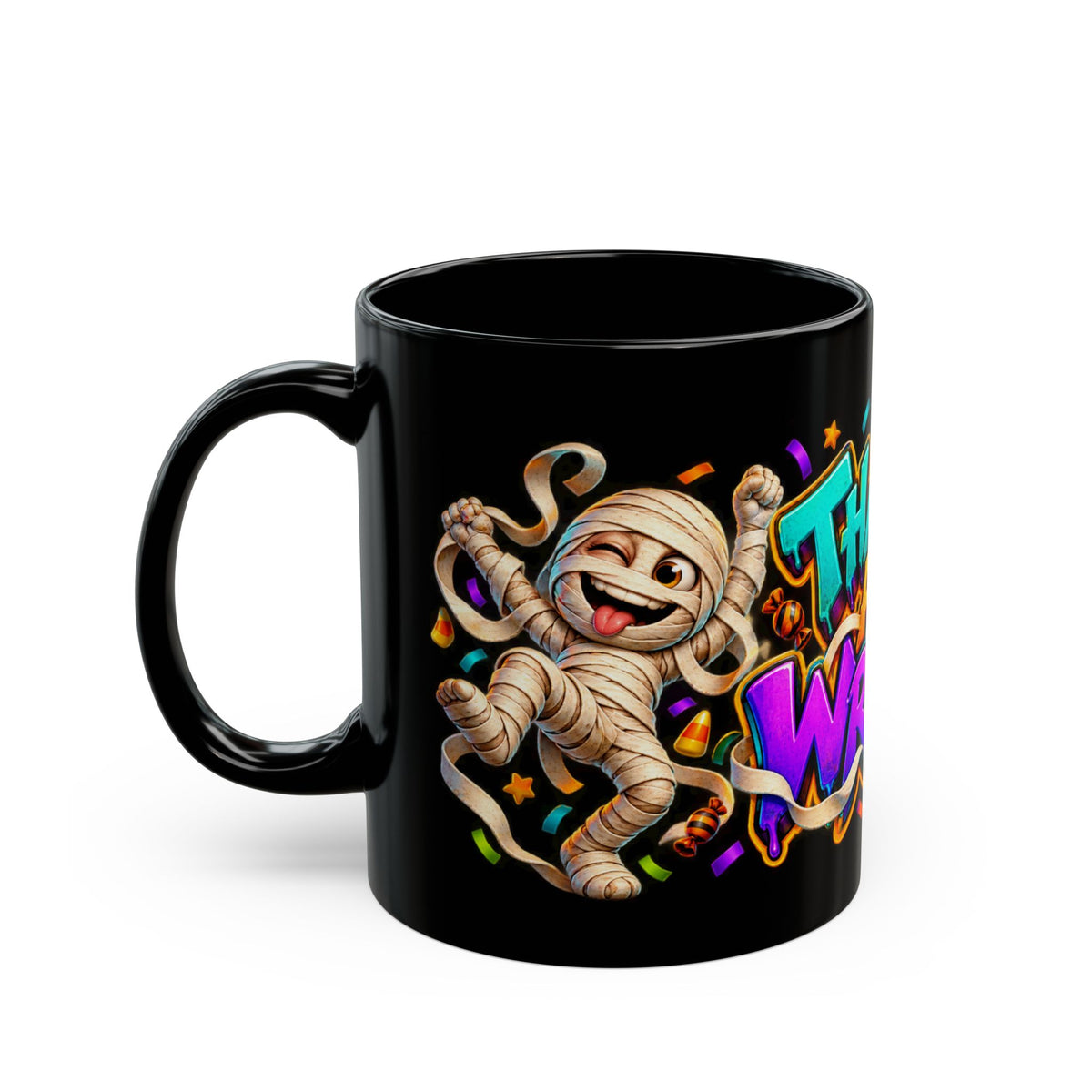 That’s a Wrap Funny Halloween Mummy Party Black Mug