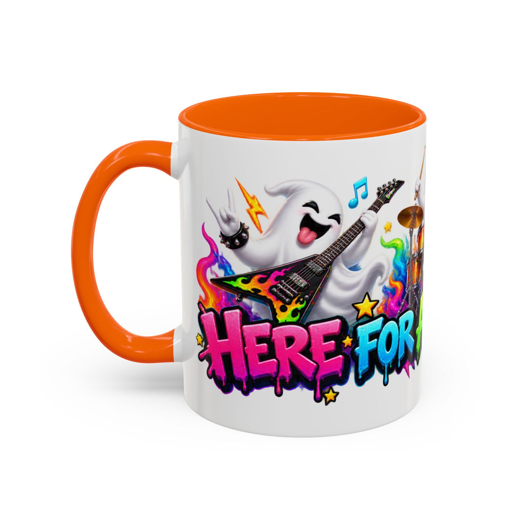 Here for a Boo Time Halloween Ghost Rock Band White Mug