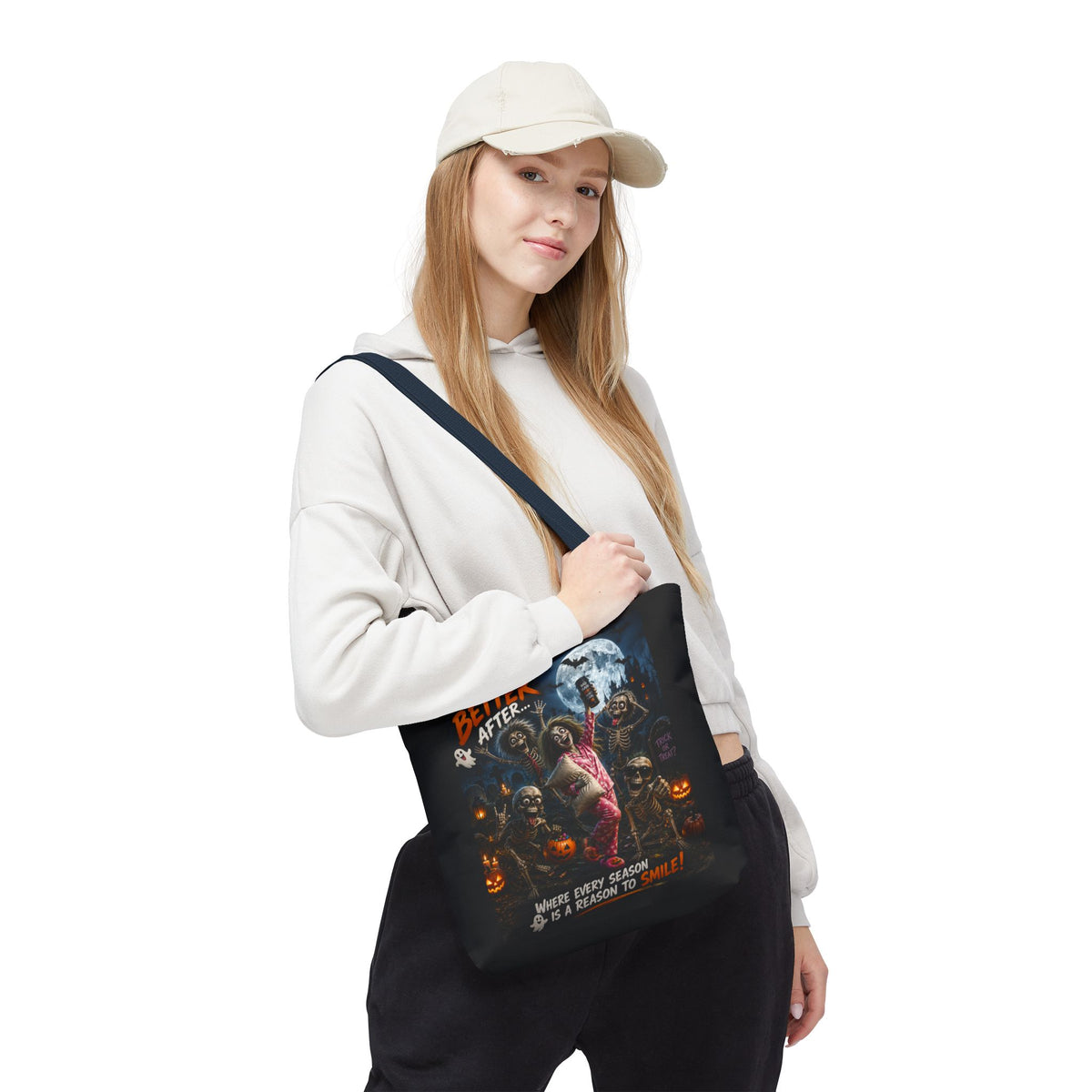 Halloween Horror Tote Bag - "Life's Better After" Trick-or-Treat Pumpkin Design
