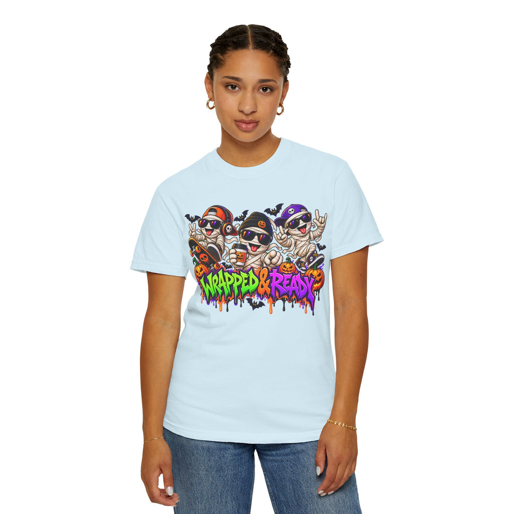 Wrapped & Ready – Halloween Mummy Crew Graphic T-Shirt