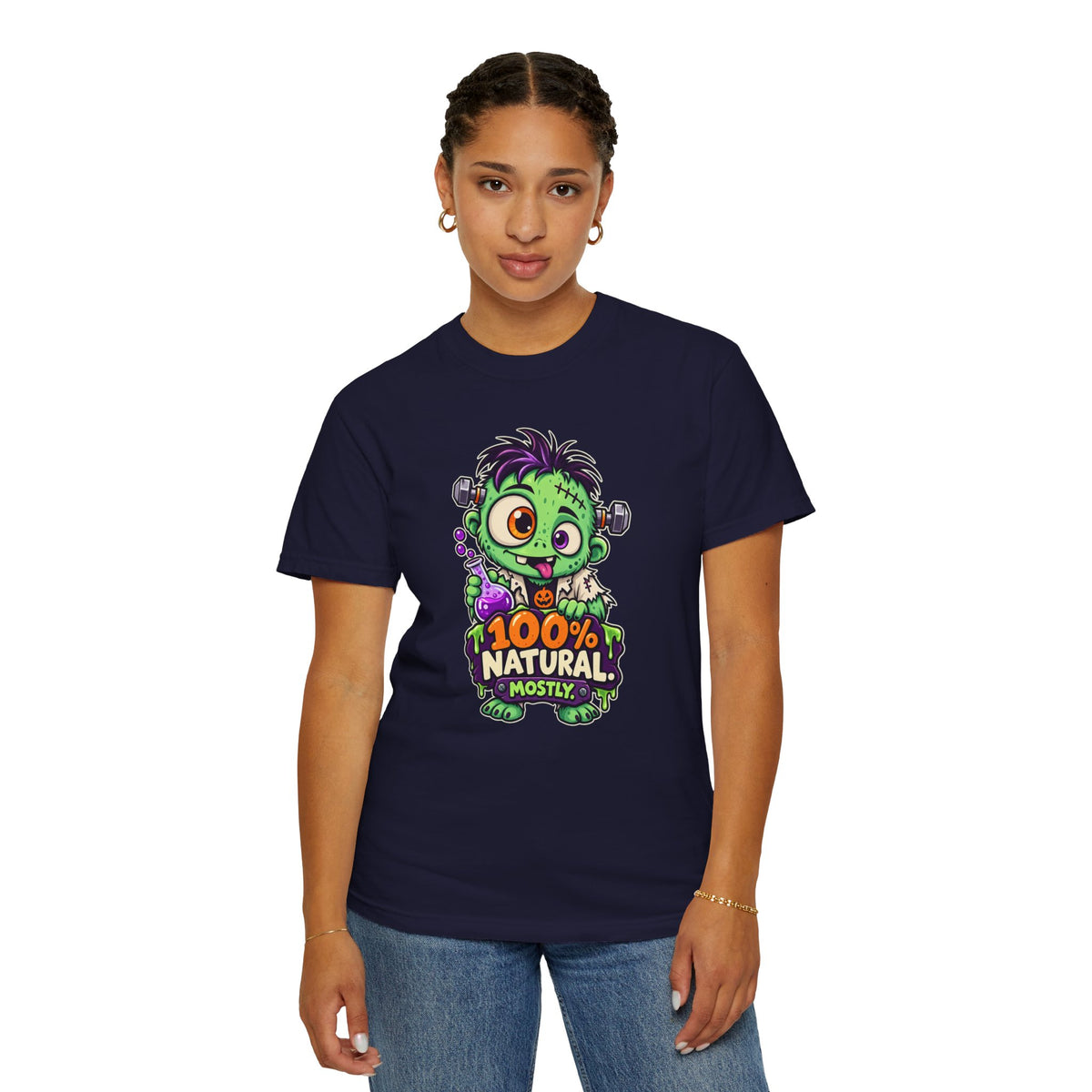 100% Natural. Mostly. – Cute Halloween Lab Monster T-Shirt