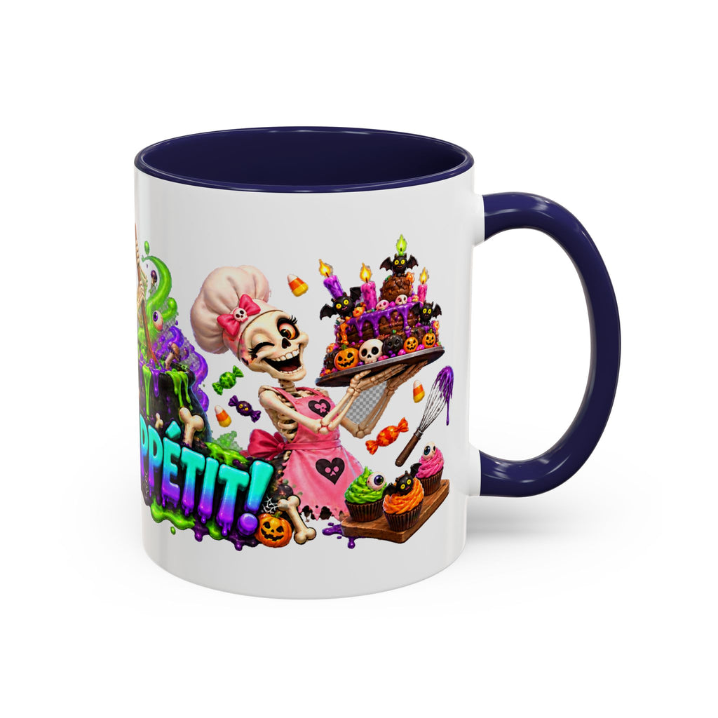 Bone Appetit Skeleton Chefs Halloween White Mug