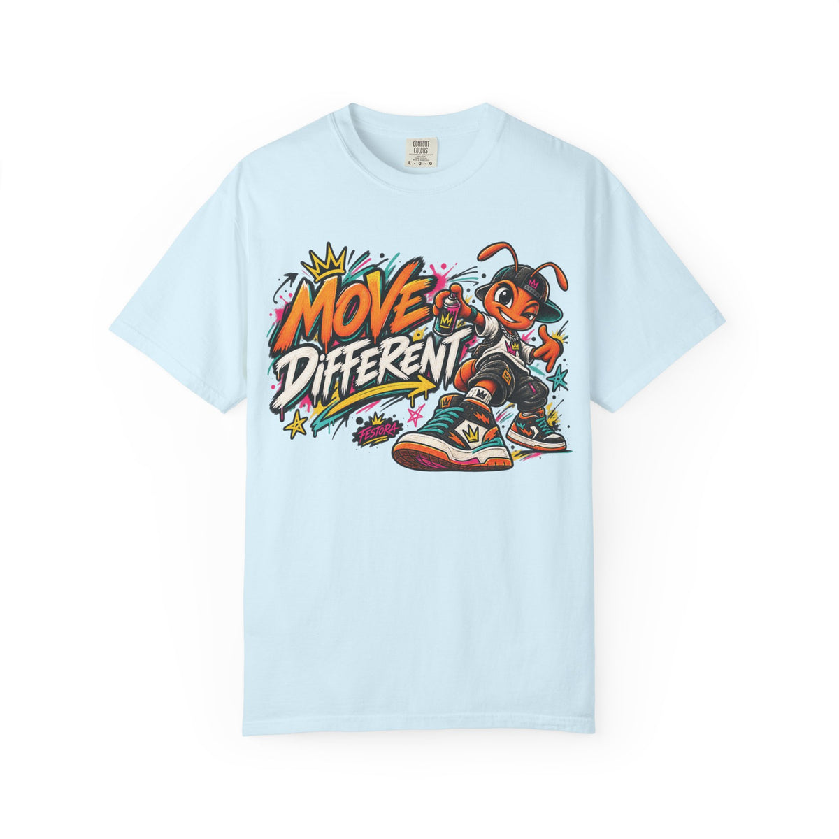 Move Different Graphic T-Shirt — Streetwear Skate Ant Mascot Design