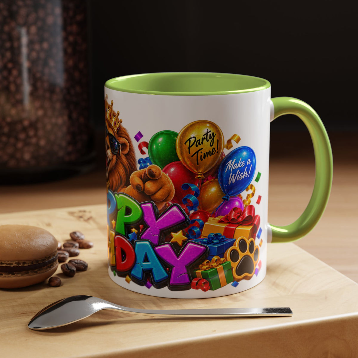 Lion Happy Birthday Mug – Colorful 3D King Celebration Design