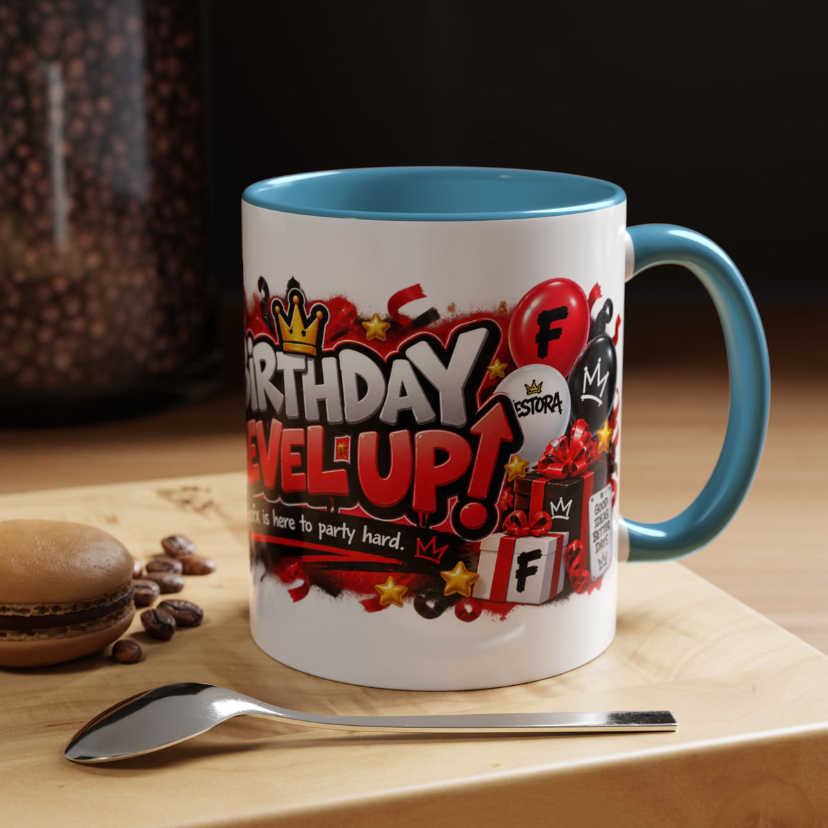 Festora Grafx Birthday Mug – Birthday Level Up Robot Coffee Cup