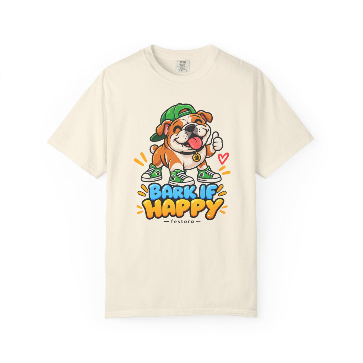 Bark If Happy – Cute Bulldog Graphic T-Shirt