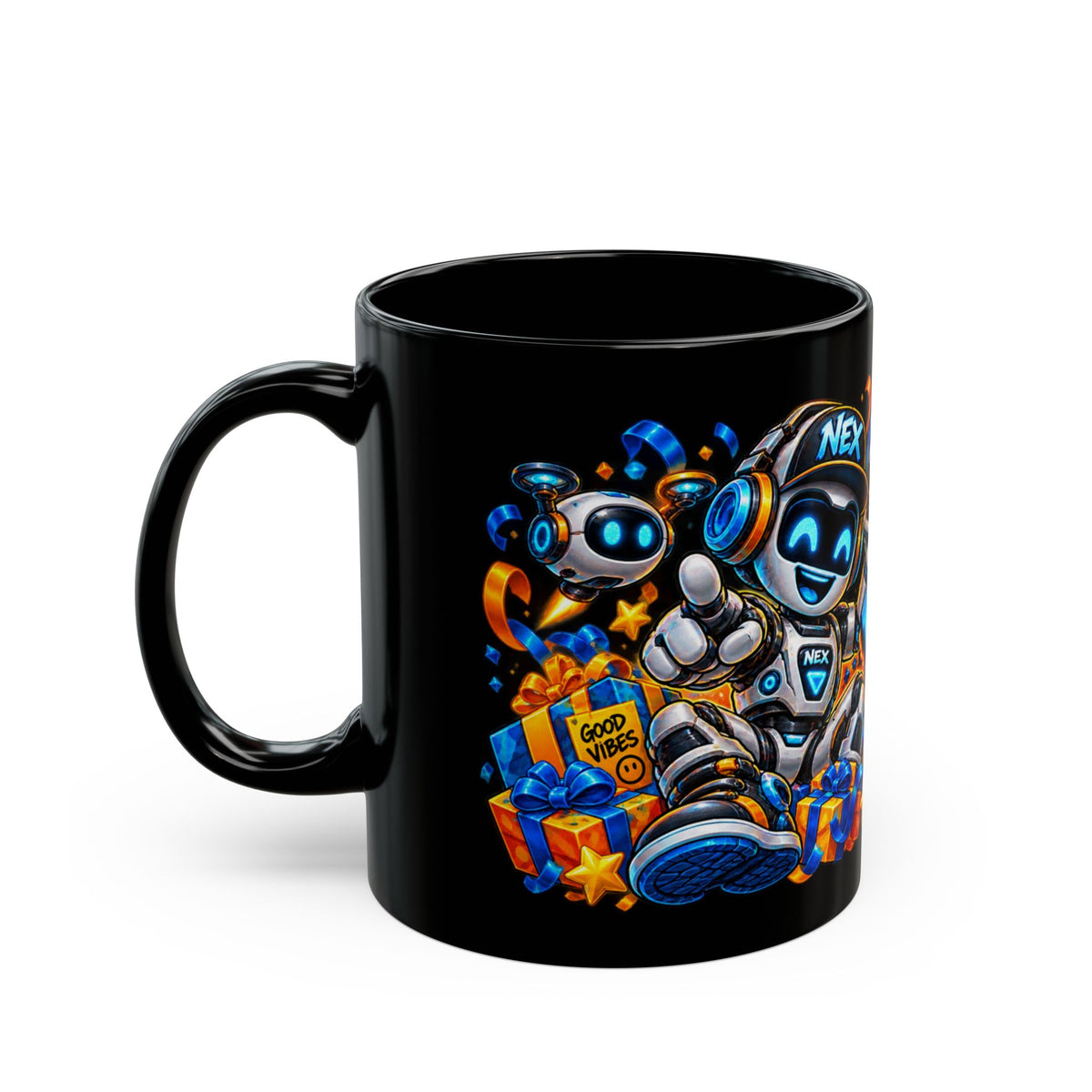 Birthday Mode Activated Black Mug – Festora Nex Robot Birthday Cup