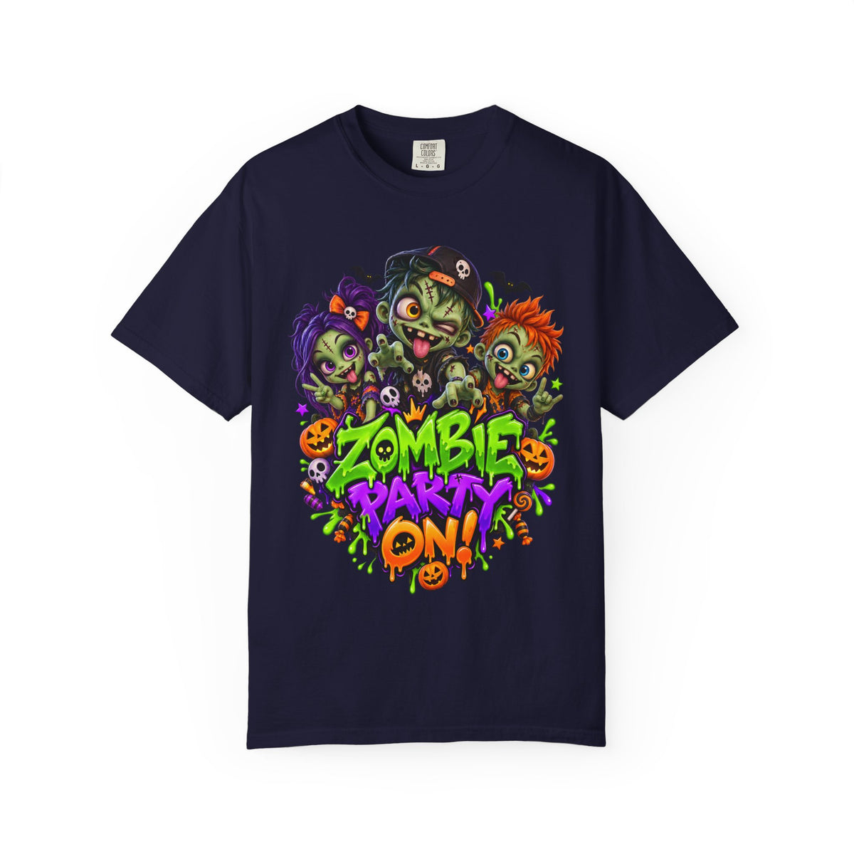 Zombie Party On! – Halloween Zombie Crew Graphic T-Shirt