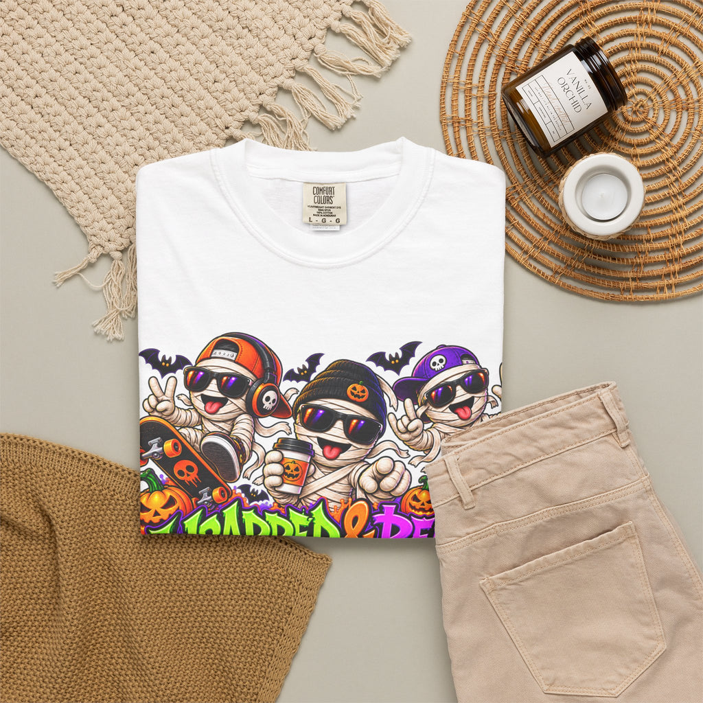 Wrapped & Ready – Halloween Mummy Crew Graphic T-Shirt