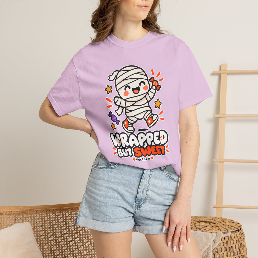 Wrapped but Sweet Halloween T-Shirt | Cute Mummy Graphic Tee