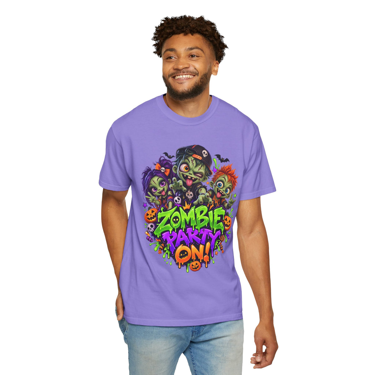 Zombie Party On! – Halloween Zombie Crew Graphic T-Shirt
