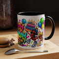 Happy Birthday Accent Coffee Mug - Colorful Graffiti Party Design (11 oz)