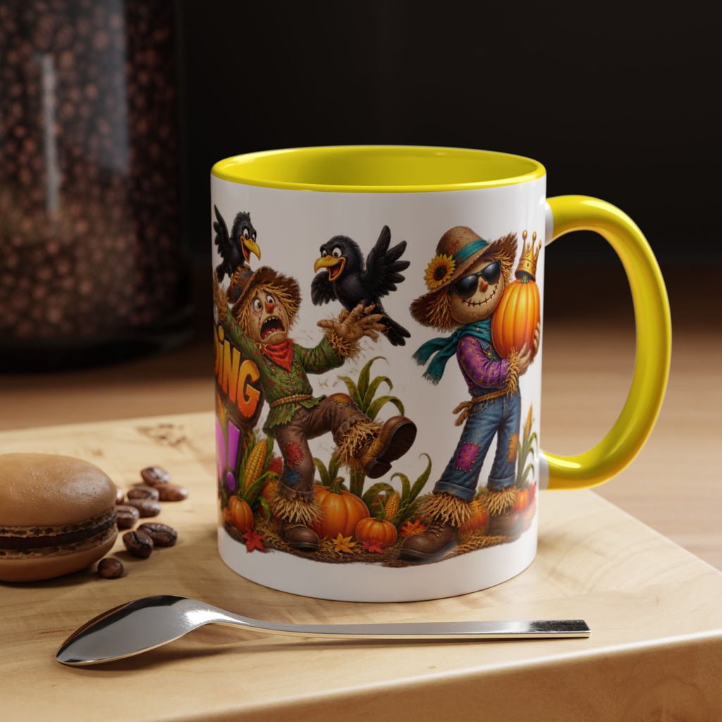Outstanding in Our Field Funny Scarecrow Halloween White Mug