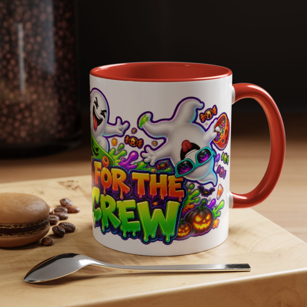 No Rest for the Boo Crew Crazy Ghosts Halloween White Mug