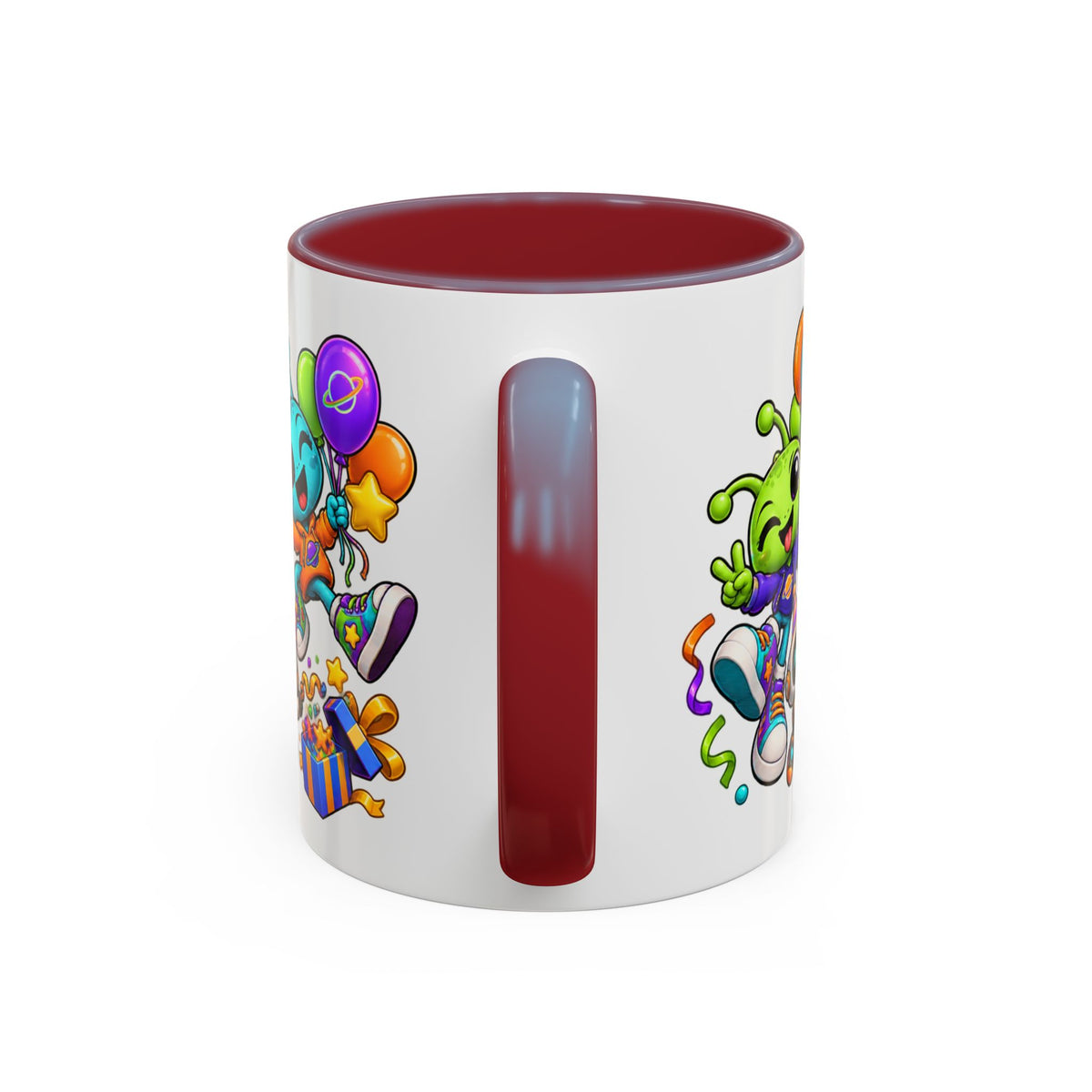 Happy Birthday Alien Mug – Colorful Space Party Cup with Cute Aliens & Robots