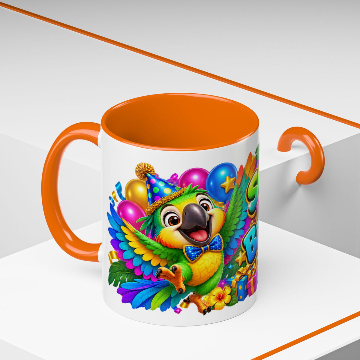 Squawk! It’s Your Birthday White Mug – Cute Parrot Birthday Cup, Colorful Tropical Party Gift