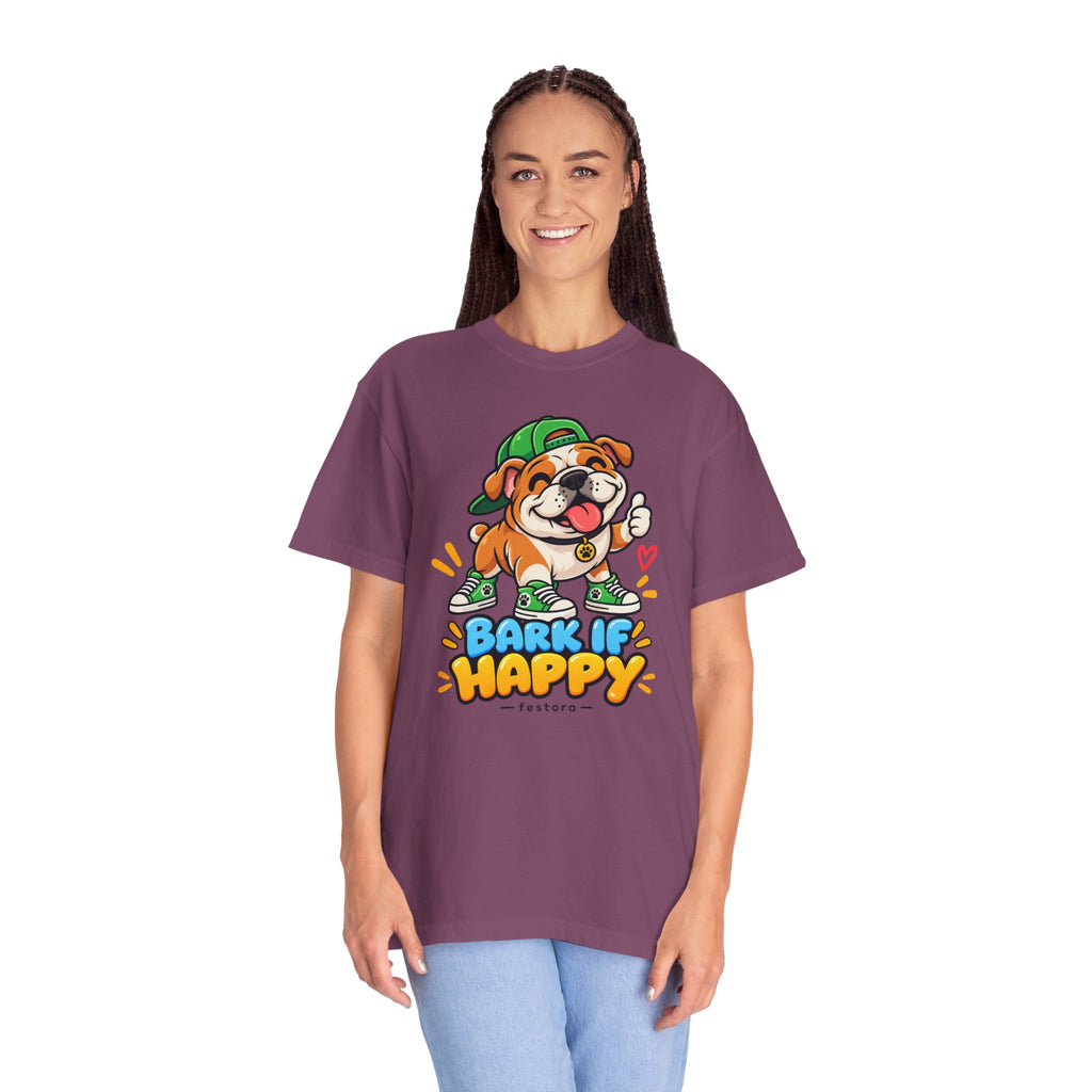 Bark If Happy – Cute Bulldog Graphic T-Shirt