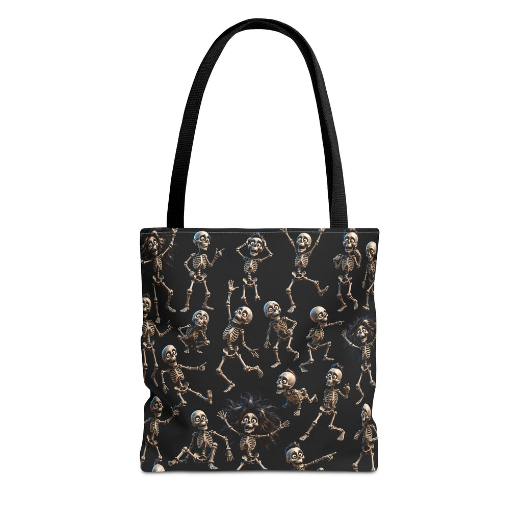 Spooky Skeleton Crew Halloween Tote Bag - Cute 3D Skeleton Pattern