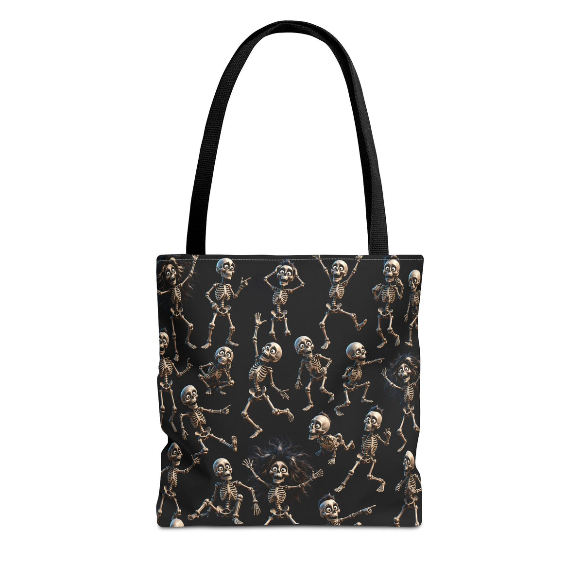 Spooky Skeleton Crew Halloween Tote Bag - Cute 3D Skeleton Pattern
