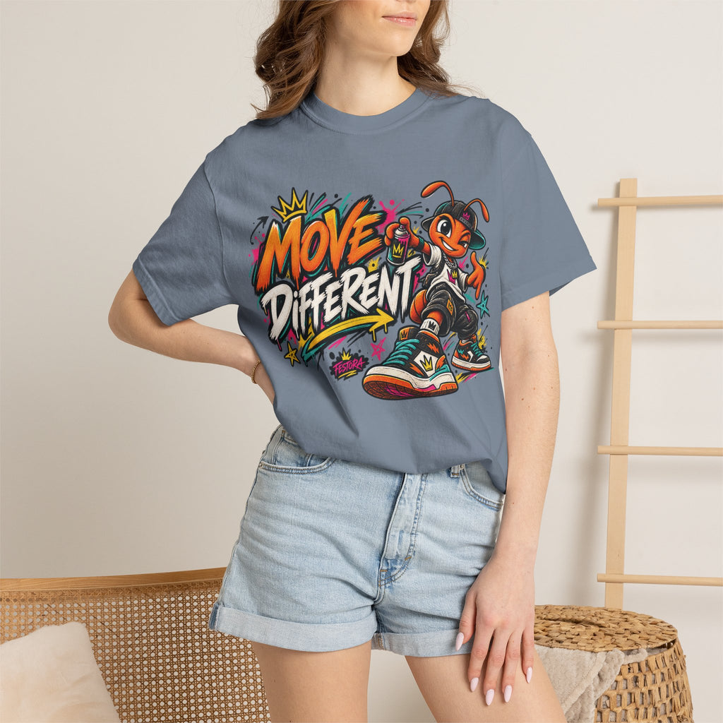 Move Different Graphic T-Shirt — Streetwear Skate Ant Mascot Design