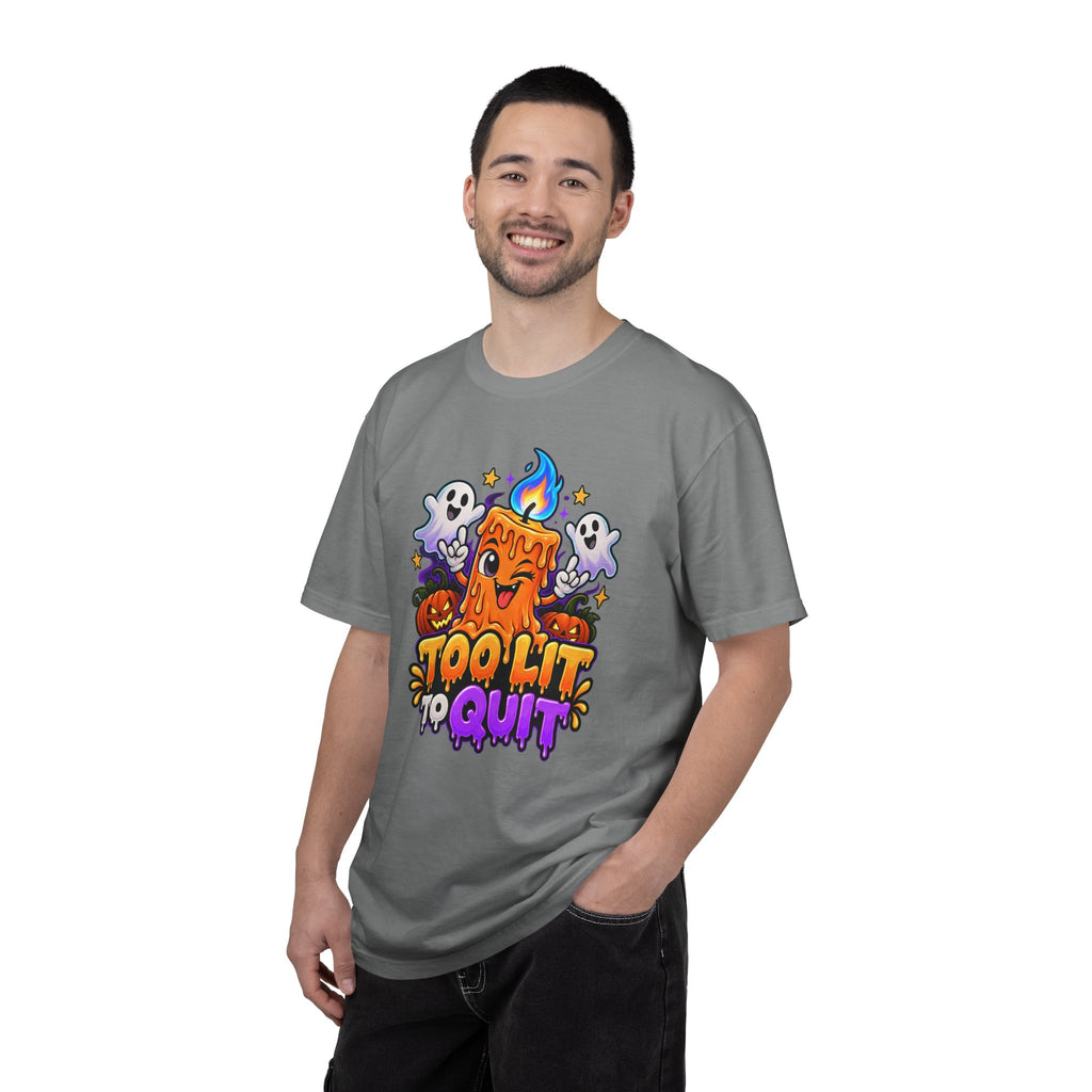 Too Lit to Quit – Funny Halloween Candle T-Shirt