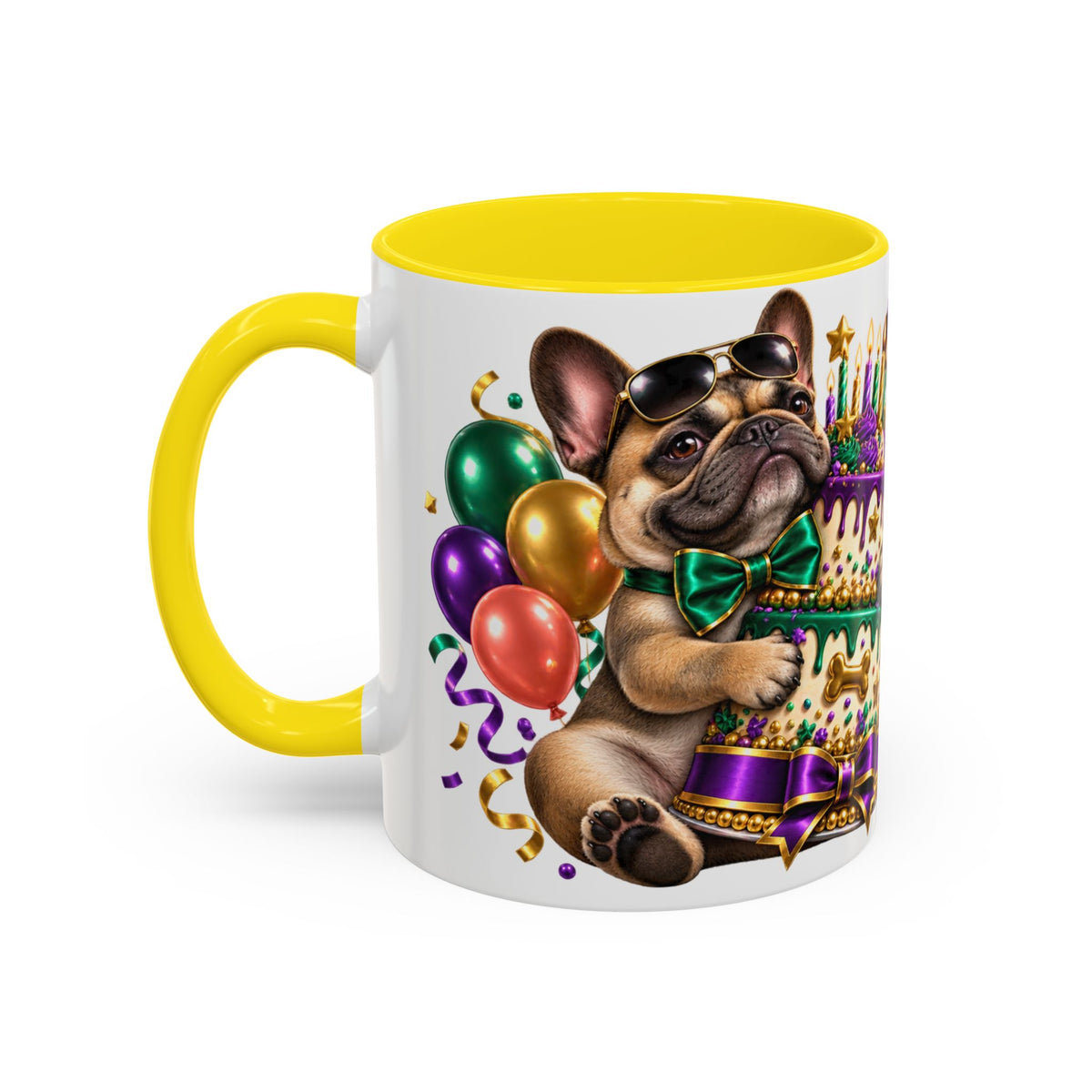 Built for Cake Born to Party French Bulldog White Mug