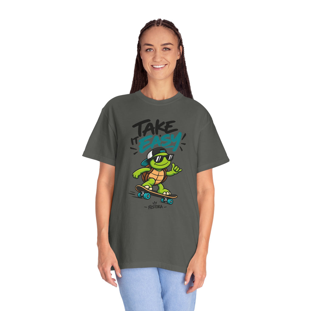 Take It Easy Skate Turtle Graphic T-Shirt | Festora Everyday