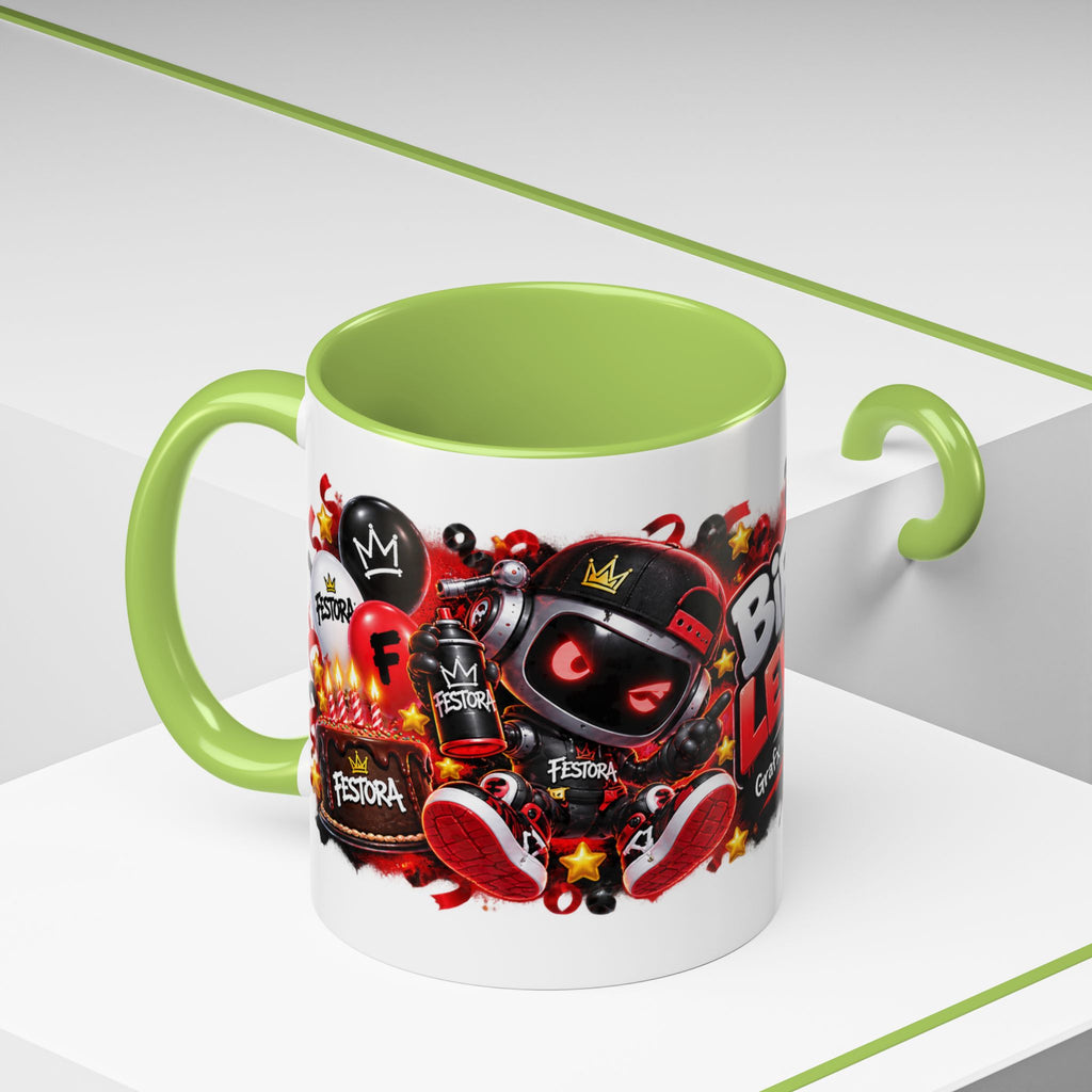 Festora Grafx Birthday Mug – Birthday Level Up Robot Coffee Cup