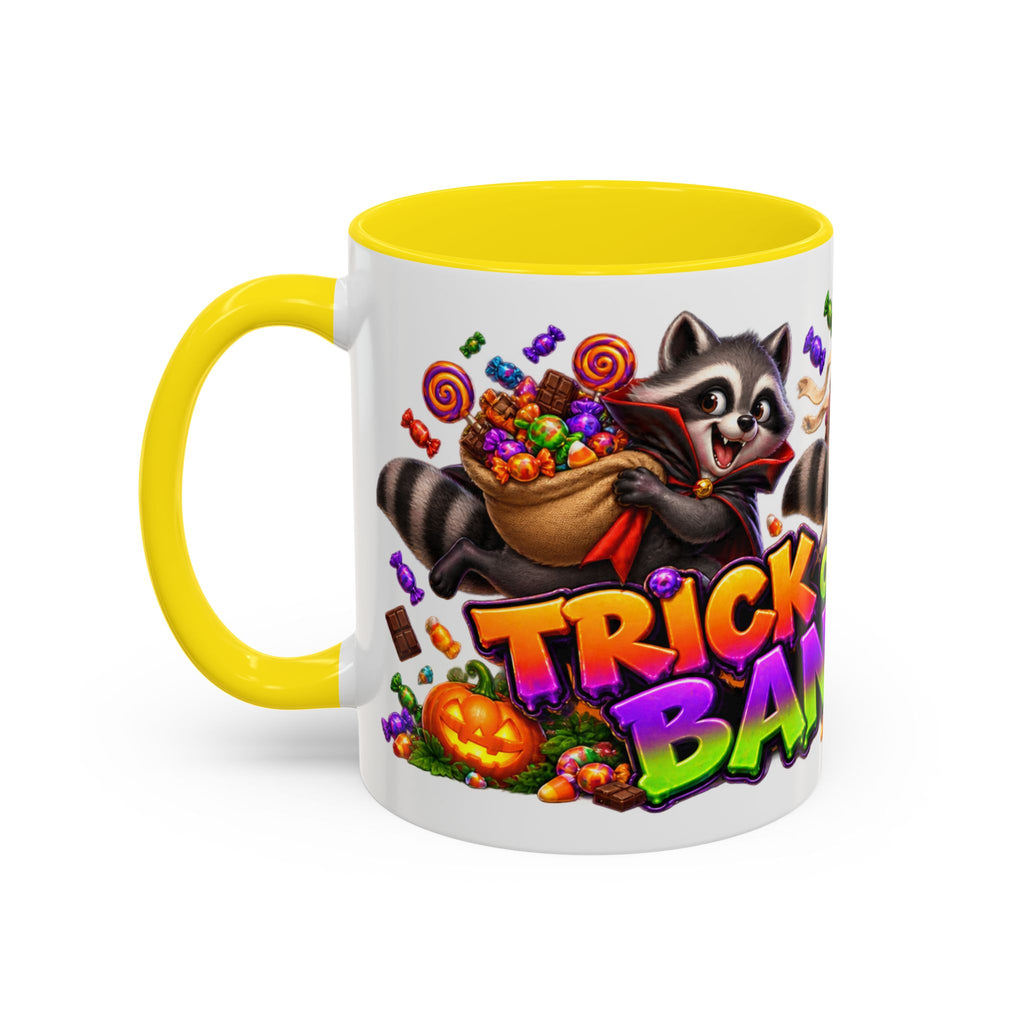 Trick or Treat Bandits Raccoons Halloween White Mug