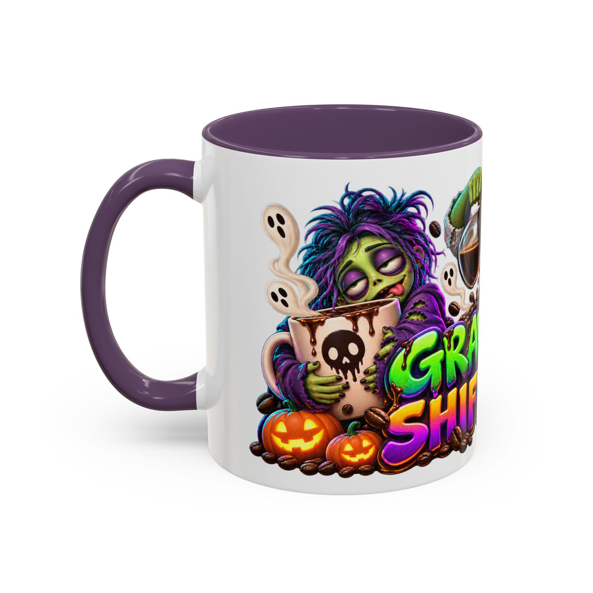 Graveyard Shift Fuel Coffee Zombies Halloween White Mug