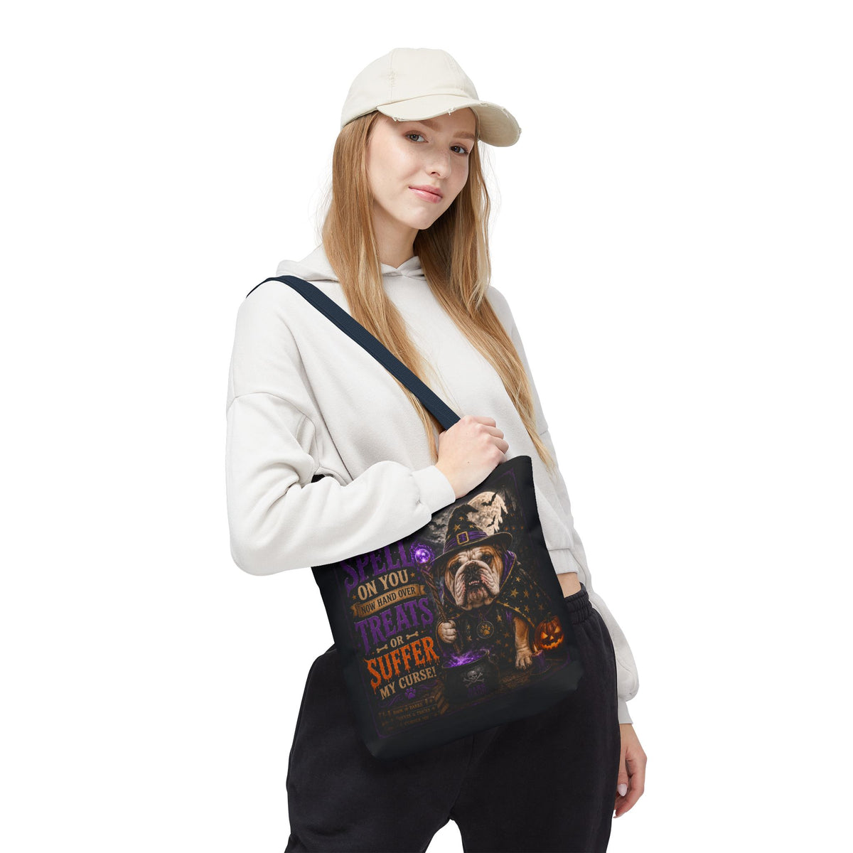 Halloween Bulldog Tote Bag - "I Put a Spell On You" Trick-or-Treat Candy Bag