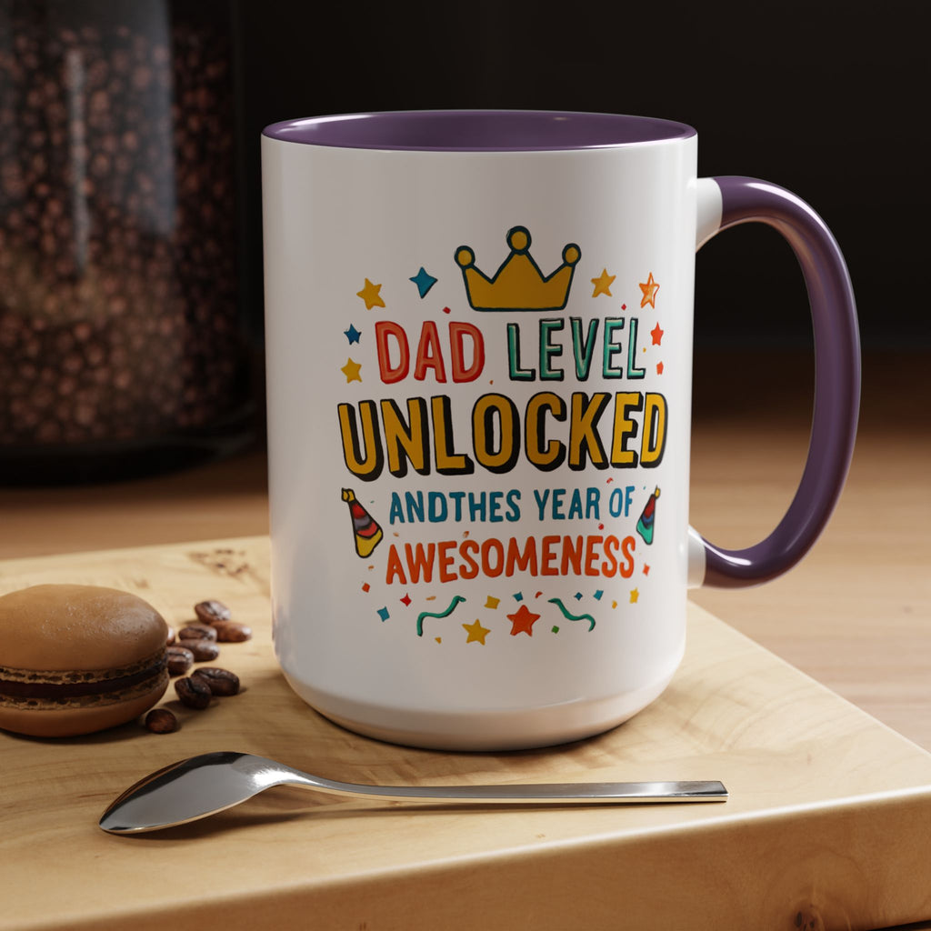 Dad Level Unlocked Coffee Mug – Funny Father’s Day 11/15oz Accent Mug