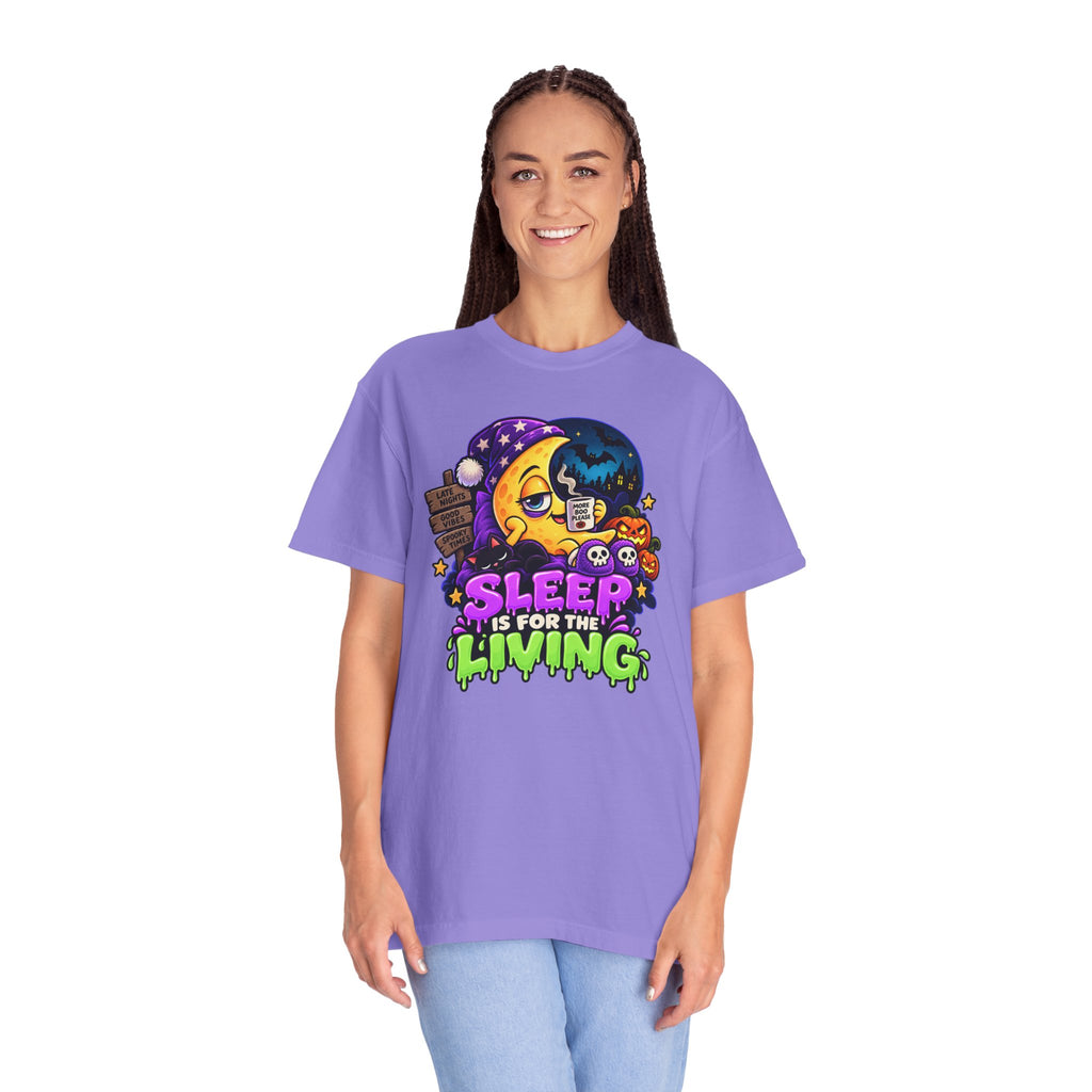 Sleep Is for the Living – Funny Halloween Moon T-Shirt