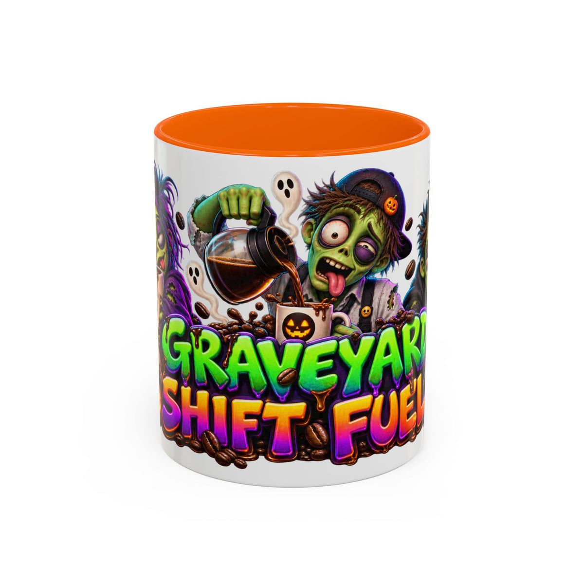Graveyard Shift Fuel Coffee Zombies Halloween White Mug