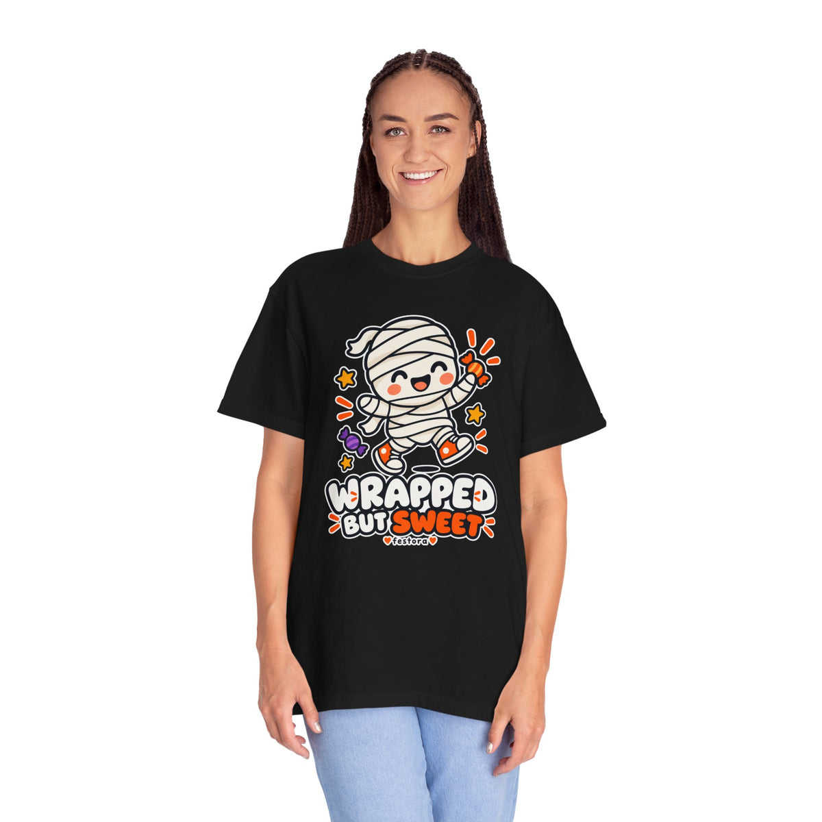 Wrapped but Sweet Halloween T-Shirt | Cute Mummy Graphic Tee