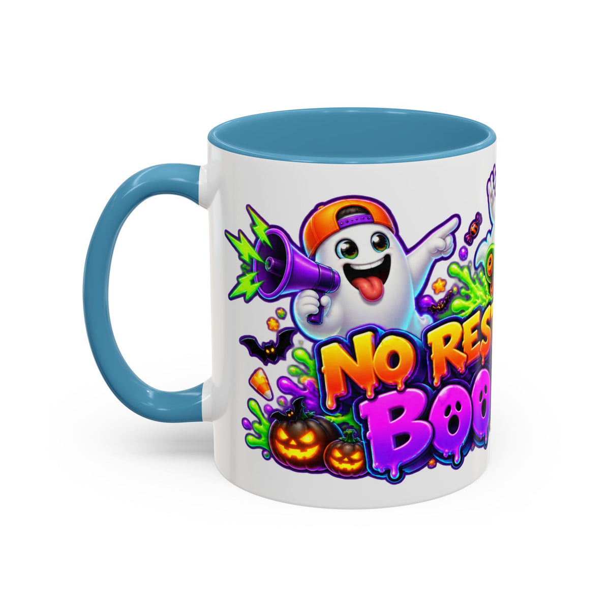 No Rest for the Boo Crew Crazy Ghosts Halloween White Mug