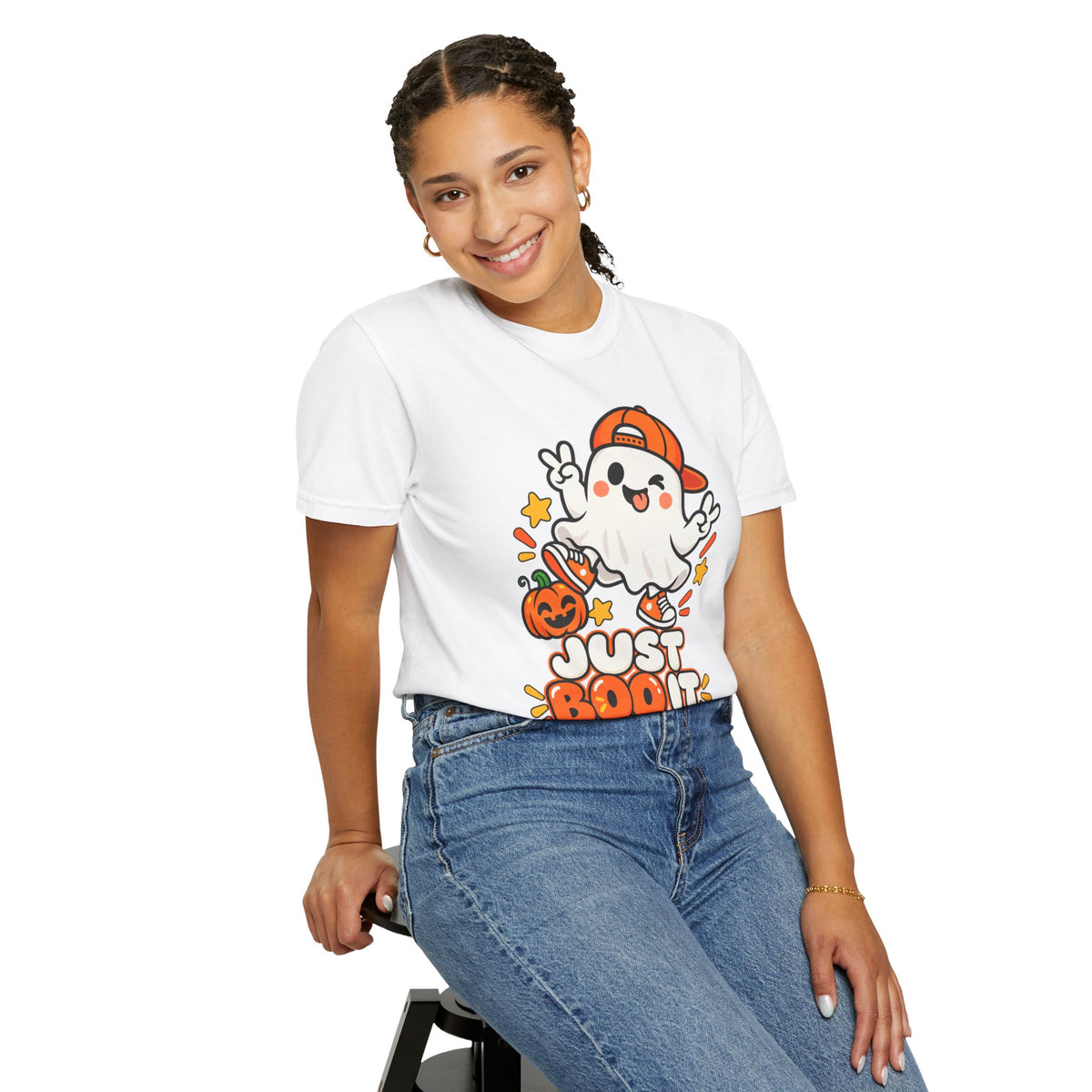 Just Boo It Halloween T-Shirt | Cute Skater Ghost Graphic Tee