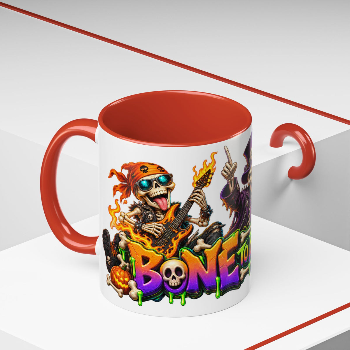 Bone to Be Wild Skeleton Crew Halloween White Mug