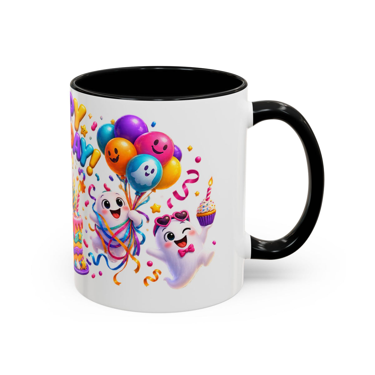 Happy Birthday Accent Coffee Mug - Colorful Celebration Mug (11oz, 15oz)