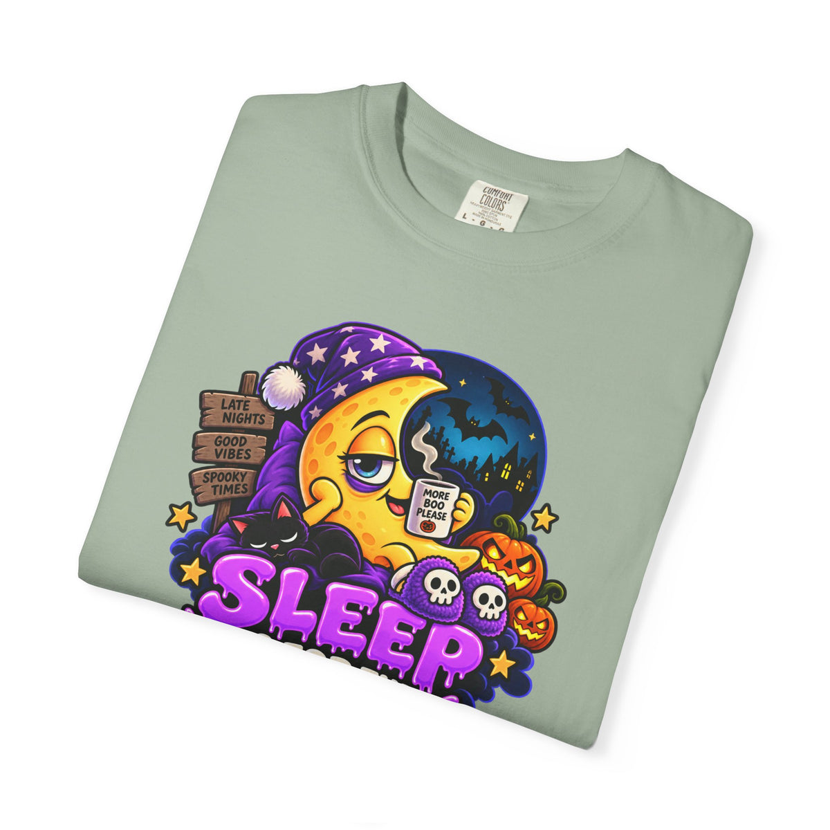 Sleep Is for the Living – Funny Halloween Moon T-Shirt