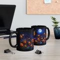 Halloween Pumpkin Patch Black Mug — Spooky Moonlit Jack-o'-Lantern Coffee Cup (11oz & 15oz)
