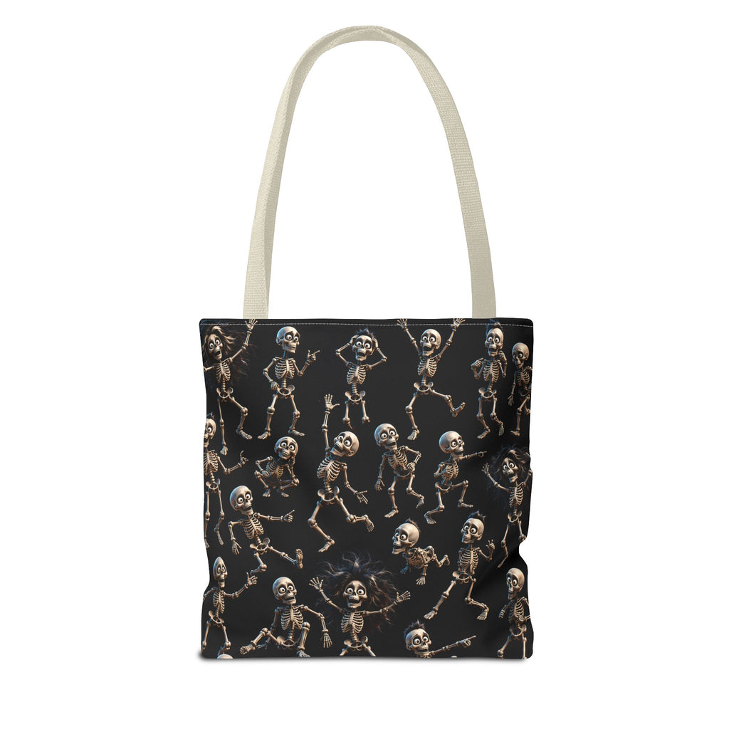 Spooky Skeleton Crew Halloween Tote Bag - Cute 3D Skeleton Pattern