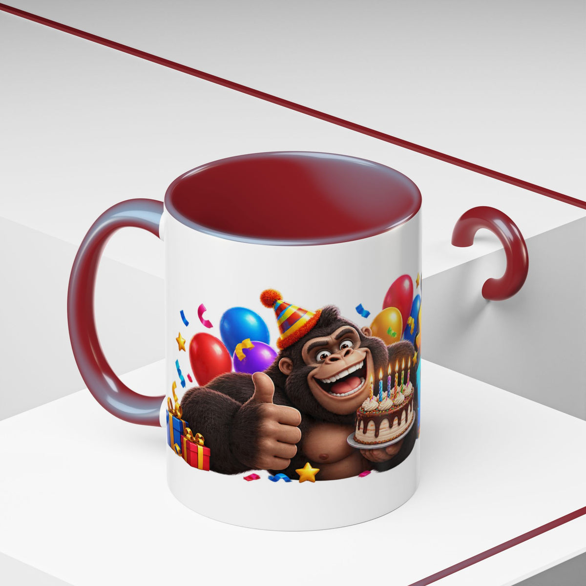 Gorilla Happy Birthday Mug - Colorful 3D Celebration Design