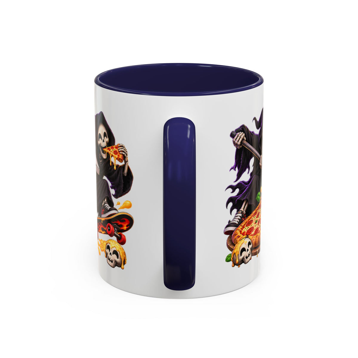 Slice to Meet You Funny Grim Reaper Pizza Halloween White Mug