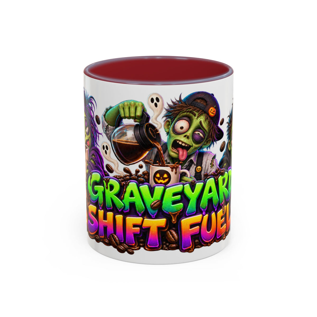 Graveyard Shift Fuel Coffee Zombies Halloween White Mug