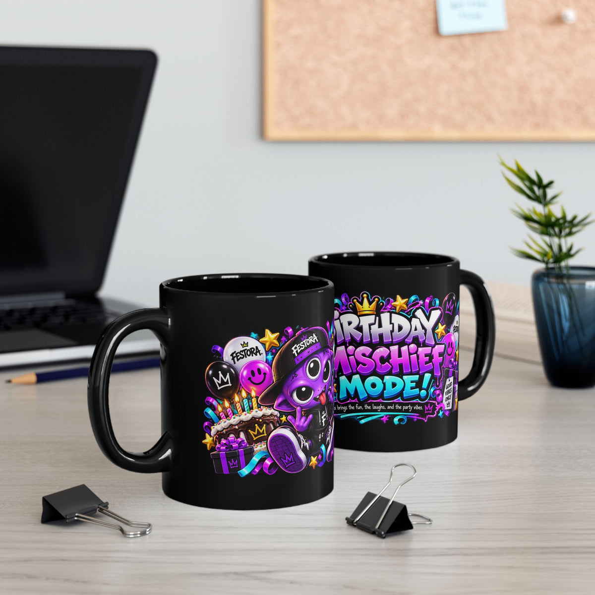 Birthday Mischief Mode Black Mug – Festora Alien Trix Birthday Cup