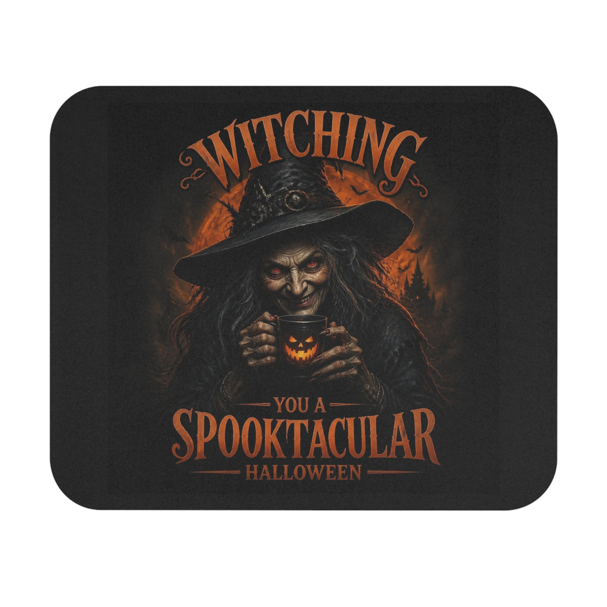 Witching You a Spooktacular Halloween Mouse Pad — Creepy Witch Pumpkin Desk Mat