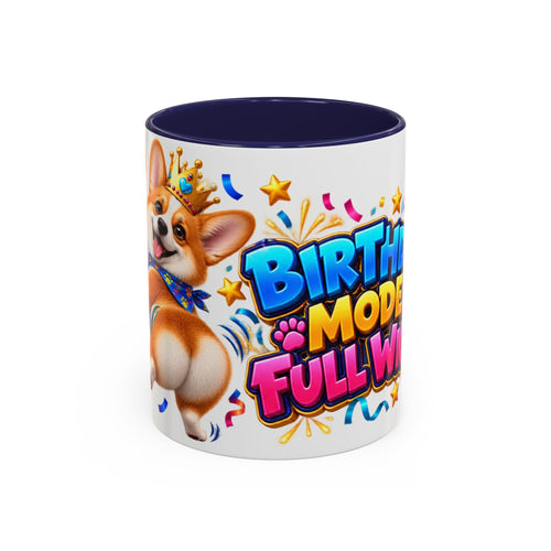 Birthday Mode Full Wiggle Corgi White Mug