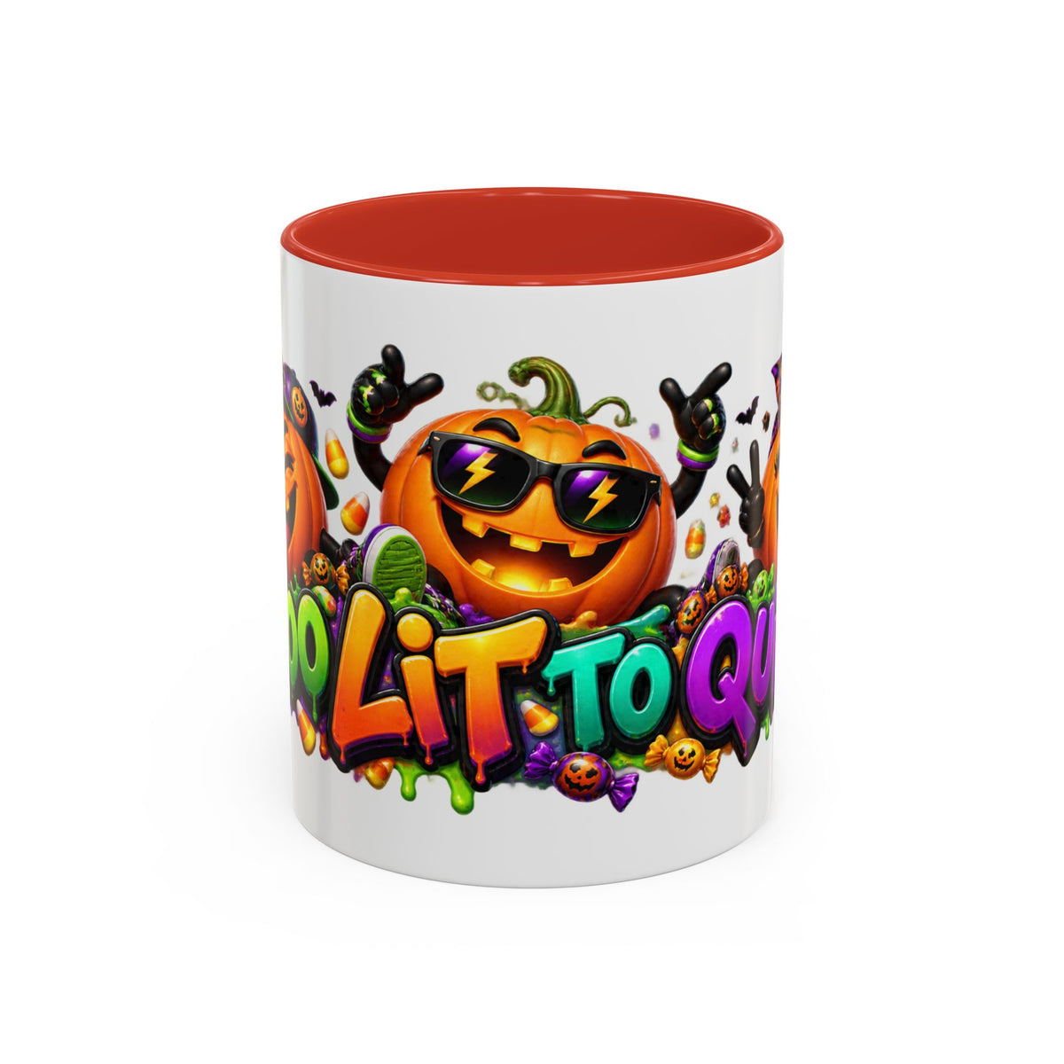 Too Lit to Quit Halloween Pumpkin Party White Mug